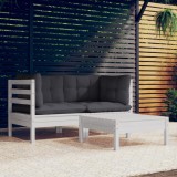 Gossi set mobilier gradina cu perne, antracit, 3 piese, lemn de pin