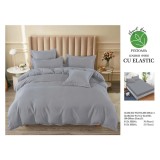 Cumpara ieftin Lenjerie de pat dublu Bumbac Finet 6 Piese cu Elastic, Gri- SIPRT186