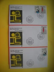 HOPCT PLIC FDC S NR 289 SET 3 FDC -ANUL INTERNATIONAL AL PERSOANELOR CU HANDICAP 1981 -ONU NATIUNILE UNITE 1982 -BIROUL DIN GENMEVA -ELVETIA