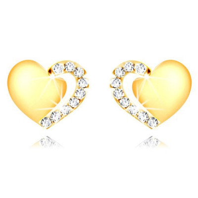 Cercei din aur 375 - inimă simetrică cu decupaj și linie din zirconii, &amp;icirc;nchidere de tip fluturaș foto