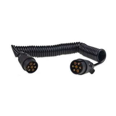 Cablu electric pentru remorca spiralat cu prize 7pin 12v 6m foto