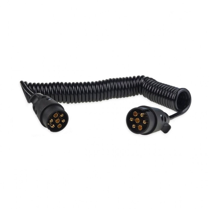 Cablu electric pentru remorca spiralat cu prize 7pin 12v 6m