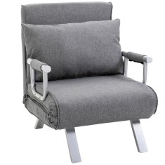 HOMCOM Canapea Extensibilă cu Poziție Reglabilă &icirc;n 5 Niveluri, Canapea pliabilă cu pernă, 65x69x80 cm, Gri | Aosom Romania