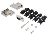 Conector D-Sub 9-Pin Femelă Unghi 45&deg; Lipire Pe Cablu Gold Flash