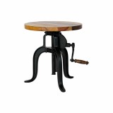 Masa Laterala DKD Home Decor, Lemn, Metal, Negru/Natural, Rotunda, 45x45x42 cm, Vintage/Modern, Living/Bucatarie