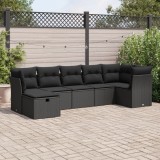Cumpara ieftin Gossi set canapele de gradina cu perne, 7 piese, negru, poliratan
