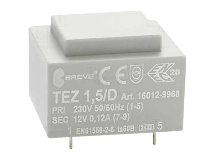 Transformator &icirc;ncapsulat 1,5VA 230VAC 12V PCB