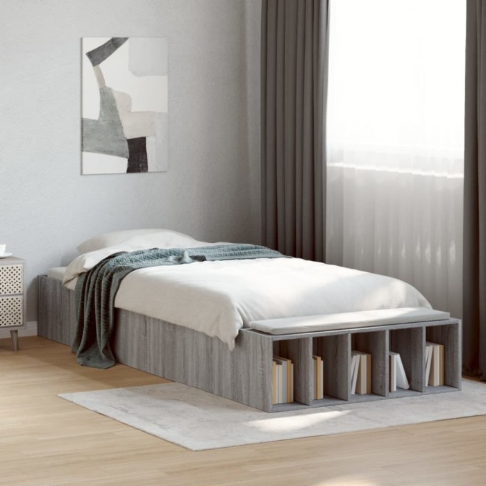 vidaXL Cadru de pat, gri sonoma, 90x200 cm, lemn prelucrat 3280613
