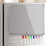 Tabla magnetica acrilica transparenta pt frigider EMC ONSHOP&reg;, 30x20 cm, fixare magnetica, organizator, To-Do List, include set 8 markere colorate