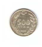 Moneda Turcia 500 lira/lire 1989, stare relativ buna, curata, Europa, Alama