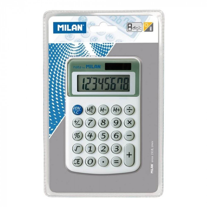 Calculator de Birou MILAN, 8 Digits, 120x78x21 mm, Alimentare Duala, Corp din Plastic Multicolor, Calculatoare Birou, Calculator 8 Digits, Calculator