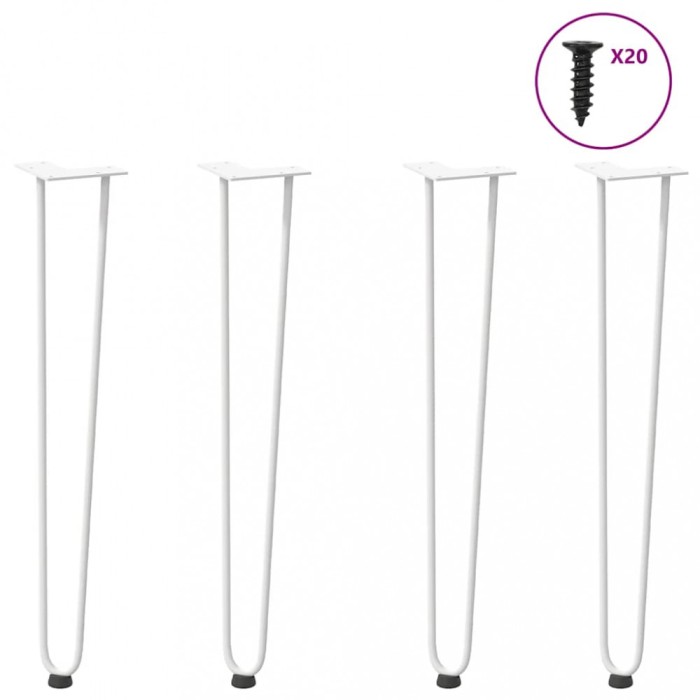 vidaXL picioare tip ac de păr pentru masă consolă, 4 buc., alb, 72 cm, oțel masiv