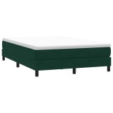 vidaXL Pat cu arcuri fără saltea verde &icirc;nchis 140x210 cm catifea 3315828