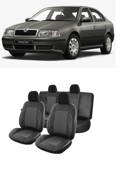 Set huse scaune piele si textil Skoda Octavia (1996, 2004)