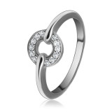 Inel din argint 925 &ndash; cerc cu zirconii strălucitoare, 2 mm - Marime inel: 51