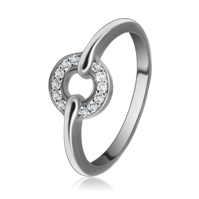 Inel din argint 925 &amp;ndash; cerc cu zirconii strălucitoare, 2 mm - Marime inel: 51 foto