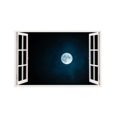 Sticker decorativ, Fereastra 3D, Luna, 85 cm, 197STK