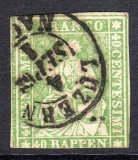 Switzerland 1854 Sitting Helvetia 40Rp Mi.17 used AM.444, Stampilat