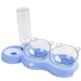 Bol ortopedic dublu pentru pisici cu reumplere automata a apei, Linomag&reg;, 500ml, 37x24x15 cm, Albastru deschis