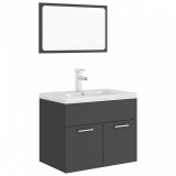 Set mobilier de baie, gri, lemn prelucrat