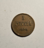 Finlanda 5 Pennia 1870 Rara Tiraj Mic, Europa