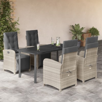 vidaXL Set mobilier de grădină cu perne, 5 piese gri deschis poliratan 3212608 foto