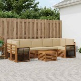 vidaXL Set de canapele de exterior cu pernă 8 pcs Natural și Bej 3384144