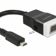 Adaptor micro HDMI-D la VGA cu Audio Negru T-M 15cm, Delock 65589