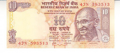 M1 - Bancnota foarte veche - India - 10 rupii foto