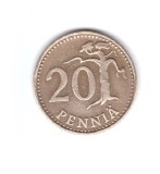 Moneda Finlanda 20 pennia 1963, stare foarte buna, curata