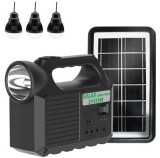 Kit Solar Portabil GD-8017 MUSIC, 10W, 3 Becuri LED, Sistem Iluminare, Incarcare USB, Radio FM, MP3