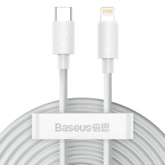Set 2 X Cablu Date Premium Baseus Power Delivery 20w, Type-c La Lightning, 1,5m Lungime, Alb foto