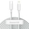 Set 2 X Cablu Date Premium Baseus Power Delivery 20w, Type-c La Lightning, 1,5m Lungime, Alb