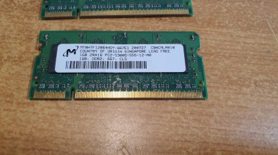 Ram Laptop Micron 1GB DDR2 667MHz MT8HTF12864HDY-667E1 foto