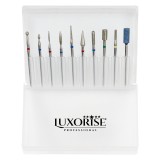 Set 10 Capete Freza Unghii LUXORISE Diamant, Manichiura Pedichiura, Uz Profesional, Compatibil Freza Electrica