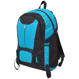 Rucsac drumetii 40L vidaXL, negru/albastru, poliester 600D, rezistent la apa, bretele captusite, compartimente multiple, buzunare laterale