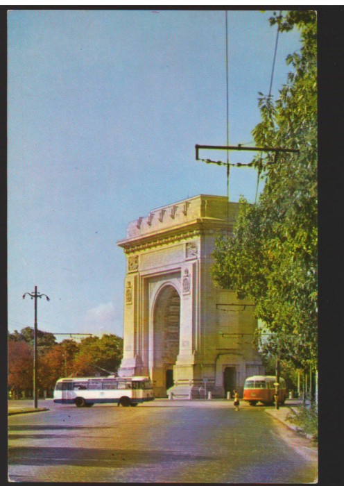 CPIB 22447 - CARTE POSTALA - BUCURESTI. ARCUL DE TRIUMF, NECIRCULATA, TROLEIBUZ