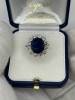 Inel Aur Alb 18K Safir 5.5CT + Diamante 2.20CT G VVS1 6.5g Marime 59.5 Certificat Gemologic