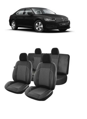 Set huse scaune piele si textil SKODA Superb (2015-2019) Compatibile cu sistem AIRBAG foto