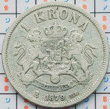 Suedia 1 Krona - Oscar II (&quot;OCH&quot; in title) 1879 argint tiraj 77.254 km 747 A033, Europa