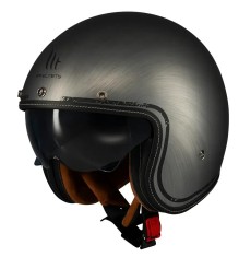 Casca open face pentru scuter - motocicleta MT Le Mans 2 S SV Scratched Chrome A2 gri mat (ochelari soare integrati) &ndash; omologare noua ECE 22.06 XL (61