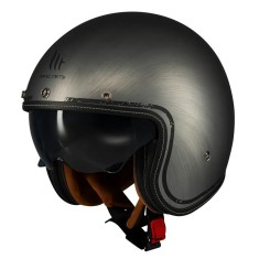 Casca open face pentru scuter - motocicleta MT Le Mans 2 S SV Scratched Chrome A2 gri mat (ochelari soare integrati) &ndash; omologare noua ECE 22.06 S (55/