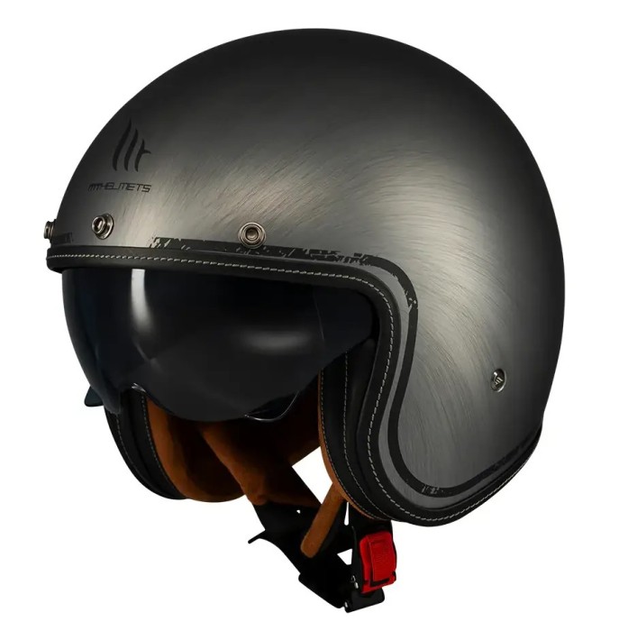 Casca open face pentru scuter - motocicleta MT Le Mans 2 S SV Scratched Chrome A2 gri mat (ochelari soare integrati) &ndash; omologare noua ECE 22.06 XS (53