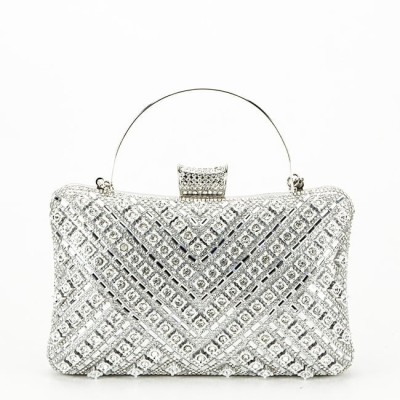 Geanta clutch argintie cu model 3d BYH-87900 06 foto