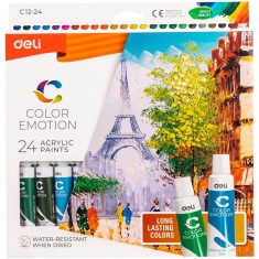 Set 24 Culori Acrilice Deli Color Emotion, 12 Ml, Vopsea Acrilica, Acuarele Pictura, Acuarele La Tub, Acuarela Acrilica, Culori Acrilice, Tub Culori A foto