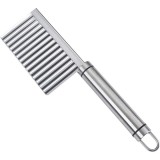 Cumpara ieftin Cutit zimtat pentru cartofi, legume, otel inoxidabil, maner plastic, 22.5 x 6 cm, argintiu