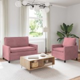 vidaXL Set de canapea 2 pcs Roz Catifea 3417028