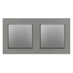&Icirc;ntrerupător transversal dublu Nova 10A 250V 107 gri cu cadru dublu