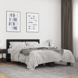 VidaXL Cadru de pat, negru, 135x190 cm, lemn prelucrat și metal