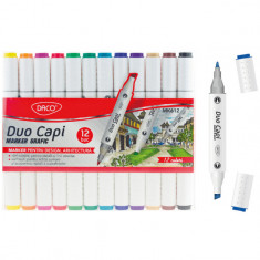 Set 12 markere grafice color Duo Capi DACO foto